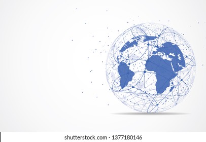 Global network connection. World map point and line composition concept of global business. Vector Illustration