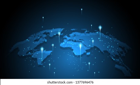 Global network connection World map abstract technology background global business innovation concept
