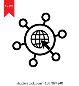 Global network connection. world map, Internet Icon - Premium Vector