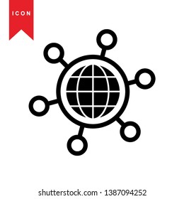 Global network connection. world map, Internet Icon - Premium Vector