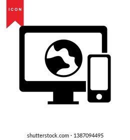 Global network connection. world map, Internet Icon - Premium Vector