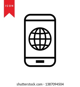 Global network connection. world map, Internet Icon - Premium Vector