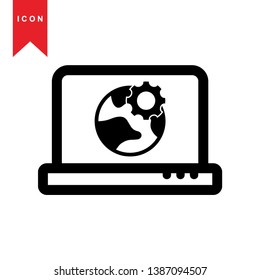 Global network connection. world map, Internet Icon - Premium Vector