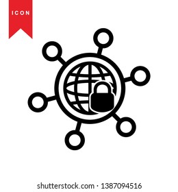 Global network connection. world map, Internet Icon - Premium Vector