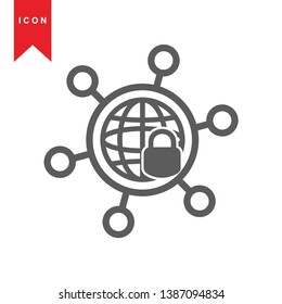 Global network connection. world map, Internet Icon - Premium Vector