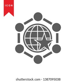 Global network connection. world map, Internet Icon - Premium Vector