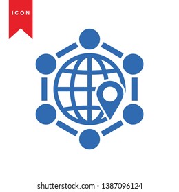 Global network connection. world map, Internet Icon - Premium Vector