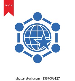 Global network connection. world map, Internet Icon - Premium Vector