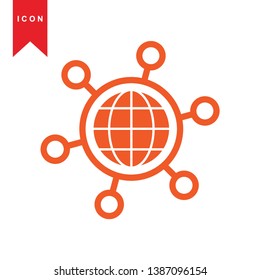 Global network connection. world map, Internet Icon - Premium Vector