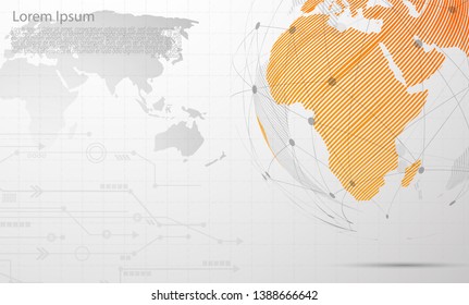 Global network connection. world map point Internet of Things, Computing Design technology Background