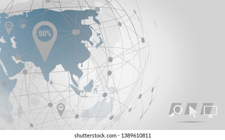 Global network connection. world map point Internet of Things, Computing Design technology Background