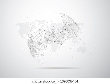 Global network connection. World map point and line composition concept of global business. Vector Illustration