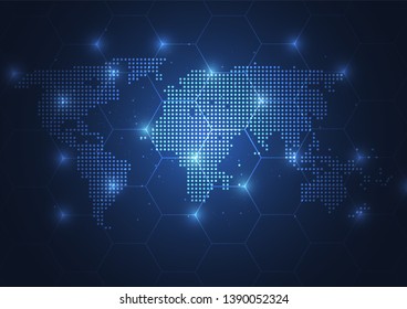 Global network connection. World map point and line composition concept of global business. Vector Illustration