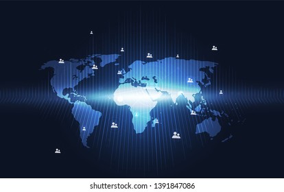 Global network connection. World map point and line composition concept of global business. Vector Illustration