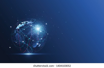 Global network connection. World map point and line composition concept of global business. Vector Illustration