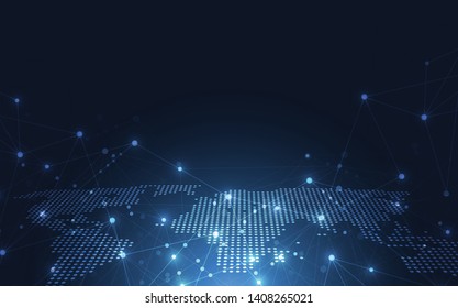 Global network connection. World map point and line composition concept of global business. Vector Illustration