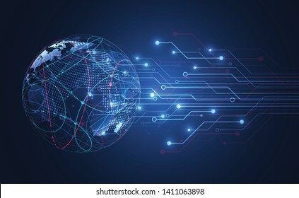 Global network connection. World map point and line composition concept of global business. Vector Illustration