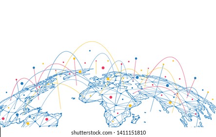 Global network connection. World map point and line composition concept of global business. Vector Illustration