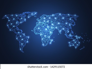 Global network connection. World map point and line composition concept of global business. Vector Illustration