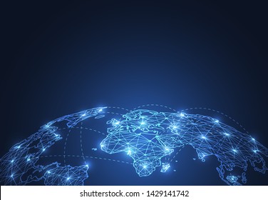 Global network connection. World map point and line composition concept of global business. Vector Illustration