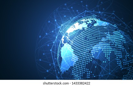 Global network connection. World map point and line composition concept of global business. Vector Illustration