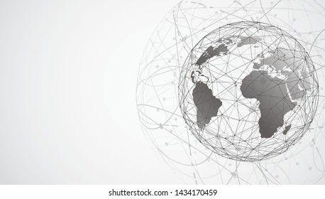 Global network connection. World map point and line composition concept of global business. Vector Illustration