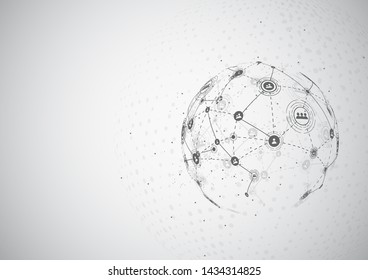 Global network connection. World map point and line composition concept of global business. Vector Illustration