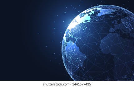 Global network connection. World map point and line composition concept of global business. Vector Illustration