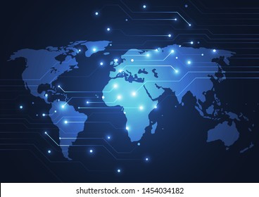 Global network connection. World map point and line composition concept of global business. Vector Illustration