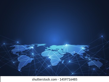 Global network connection. World map point and line composition concept of global business. Vector Illustration