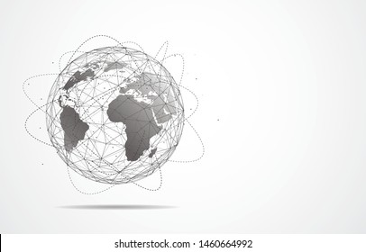 Global network connection. World map point and line composition concept of global business. Vector Illustration