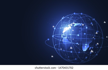 Global network connection. World map point and line composition concept of global business. Vector Illustration