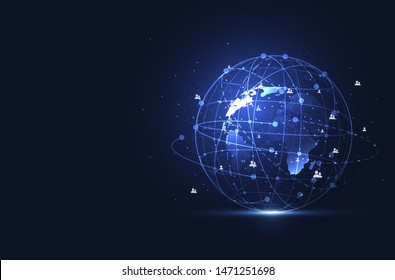 Global network connection. World map point and line composition concept of global business. Vector Illustration