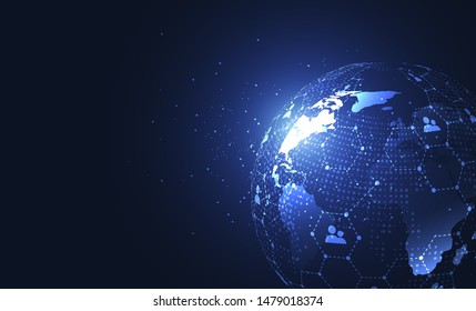 Global network connection. World map point and line composition concept of global business. Vector Illustration