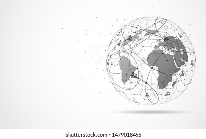 Global network connection. World map point and line composition concept of global business. Vector Illustration