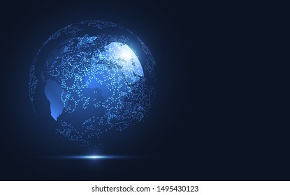 Global network connection. World map point and line composition concept of global business. Vector Illustration
