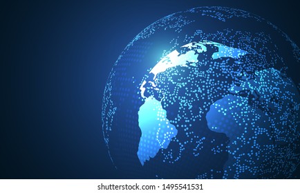 Global network connection. World map point and line composition concept of global business. Vector Illustration