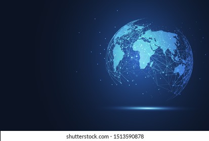 Global network connection. World map point and line composition concept of global business. Vector Illustration