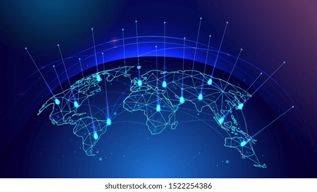 Global network connection. World map point and line composition concept of global business. Vector Illustration