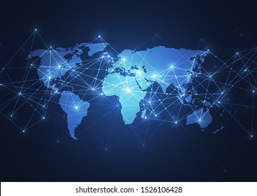 Global Network Connection. World Map Point And Line Composition Concept Of Global Business. Vector Illustration