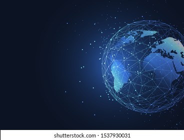 Globale Netzwerkverbindung. Weltkarte Punkt-und Linie-Kompositionskonzept für globales Geschäft. Vektorgrafik