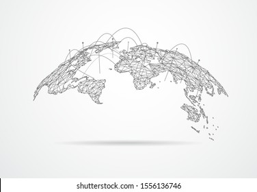 Global network connection. World map point and line composition concept of global business. Vector Illustration