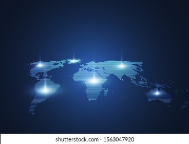 Global network connection. World map point and line composition concept of global business. Vector Illustration