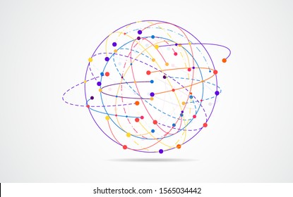 Conexión de red global. Concepto de punto de mapa mundial y composición de línea de los negocios globales. Ilustración vectorial