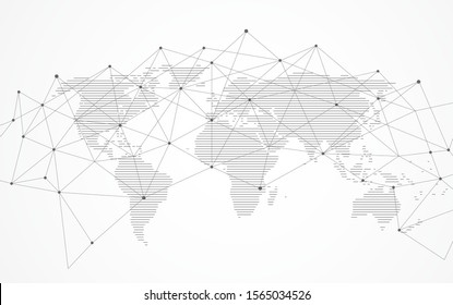 Global network connection. World map point and line composition concept of global business. Vector Illustration