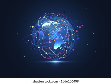 Global network connection. World map point and line composition concept of global business. Vector Illustration