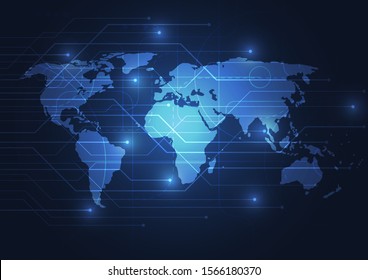 Global network connection. World map point and line composition concept of global business. Vector Illustration