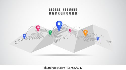 Global network connection. World map point and line composition concept of global business. Vector Illustration
