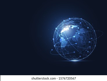 Global network connection. World map point and line composition concept of global business. Vector Illustration