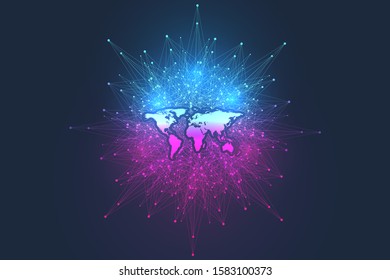 Global network connection. World map point composition concept of global business. Digital abstract background with connected lines and dots. Vector Illustration.